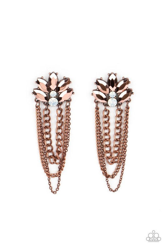 Reach for the SKYSCRAPERS - Copper - Paparazzi Earring Image