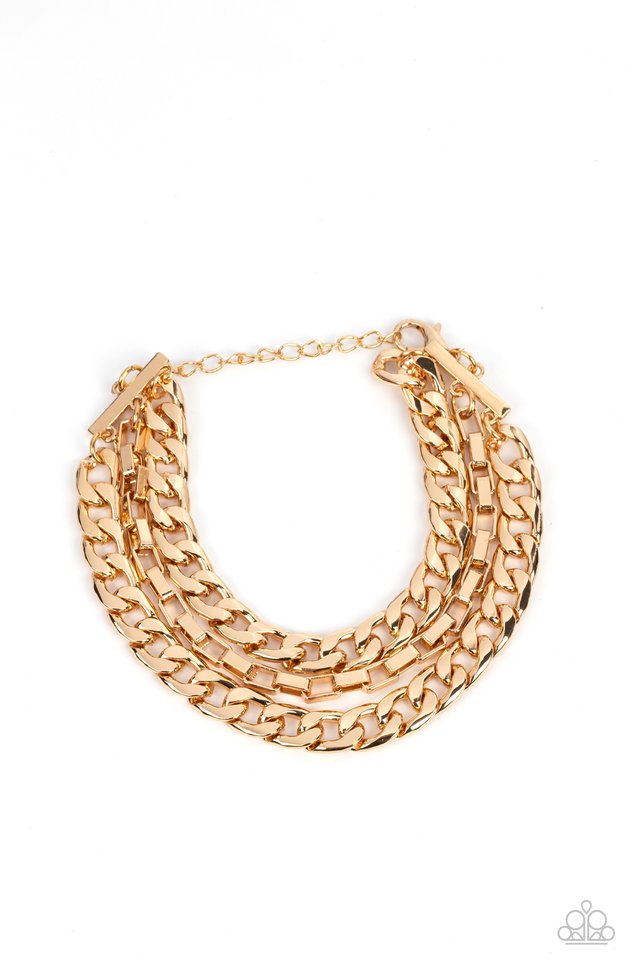 Heavy Duty - Gold - Paparazzi Bracelet Image