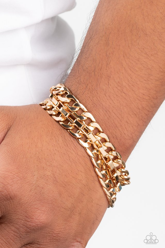 Heavy Duty - Gold - Paparazzi Bracelet Image