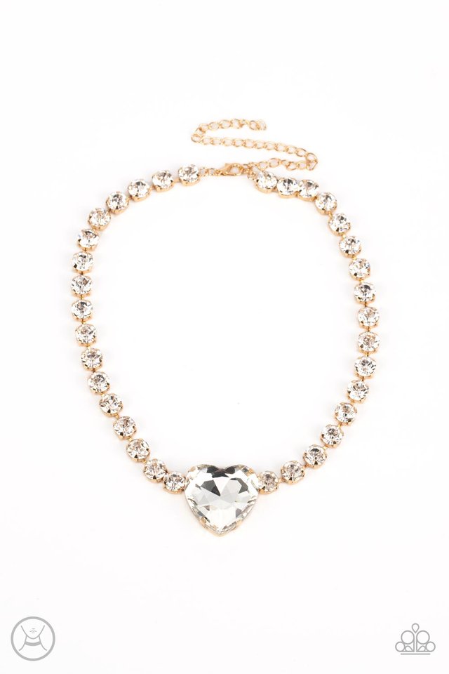 Heart in My Throat - Gold - Paparazzi Necklace Image