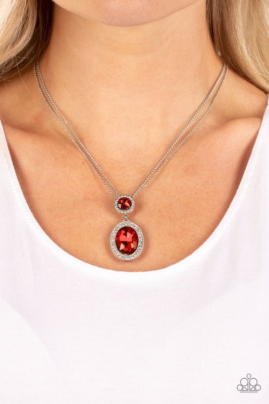 Castle Diamonds - Red - Paparazzi Necklace Image