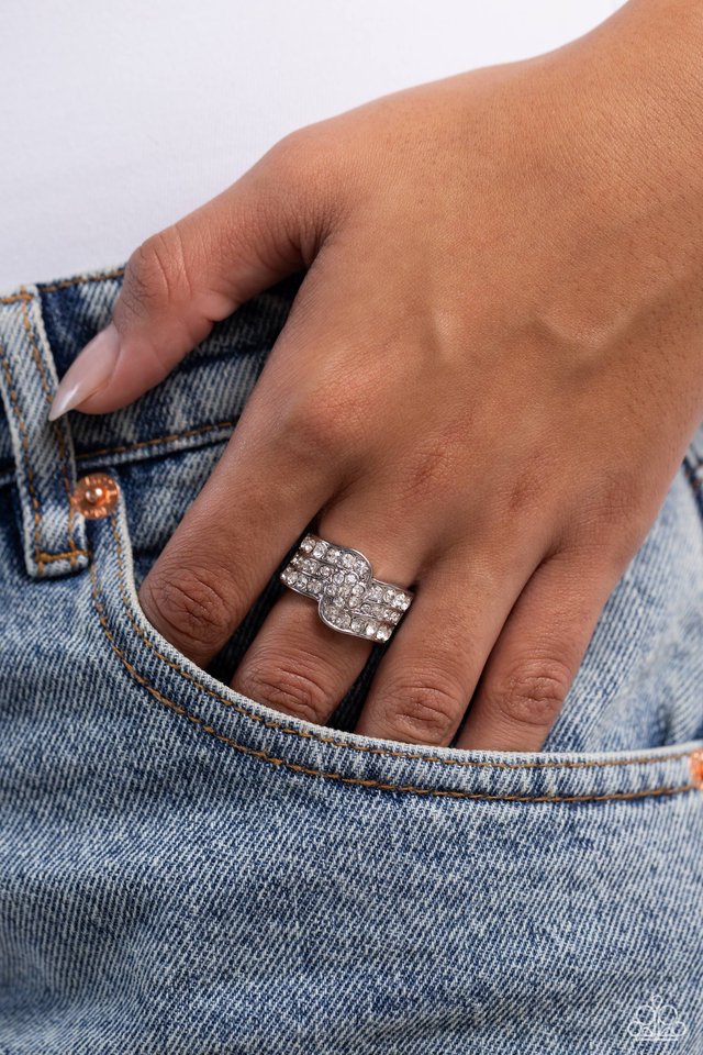 No Flowers Barred - White - Paparazzi Ring Image