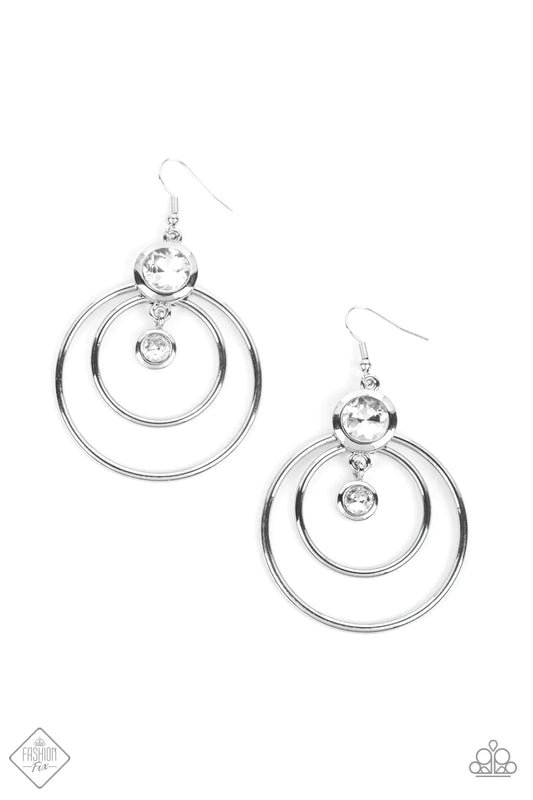 Paparazzi Earring ~ Dapperly Deluxe - White