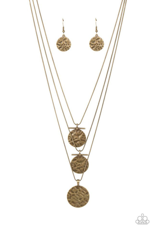 Dizzying Discs - Brass - Paparazzi Necklace Image