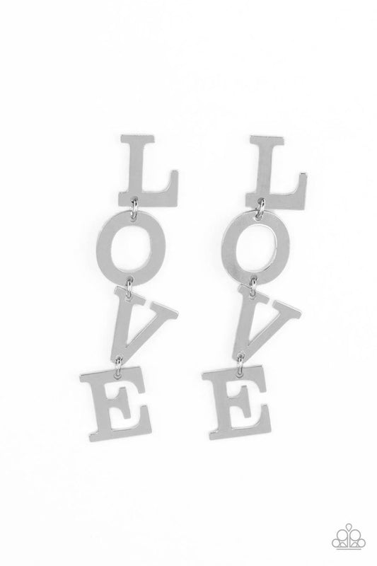 ​L-O-V-E - Silver - Paparazzi Earring Image