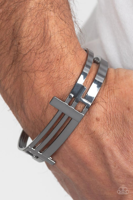 Barred Lines - Black - Paparazzi Bracelet Image