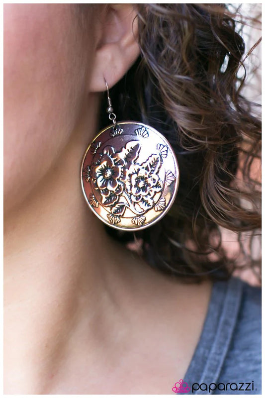 Paparazzi Earring ~ The FLORAL Of The Story Is...- Copper