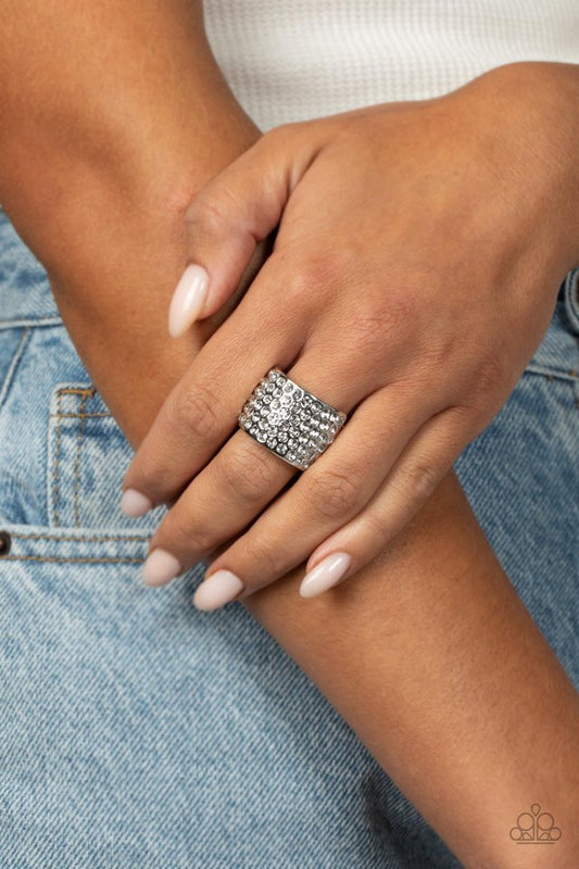 Edgy Effulgence - White - Paparazzi Ring Image