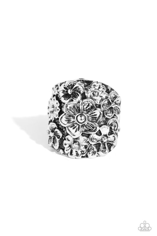Burnished Bouquet - Silver - Paparazzi Ring Image
