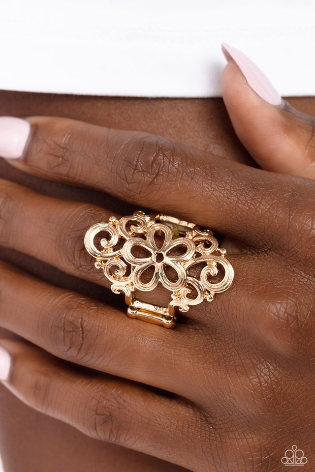 Fantastically Floral - Gold - Paparazzi Ring Image