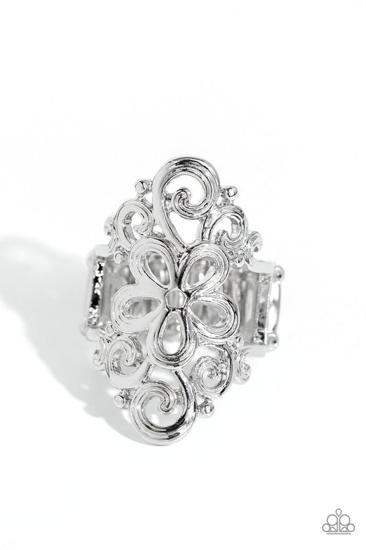 Fantastically Floral - Silver - Paparazzi Ring Image