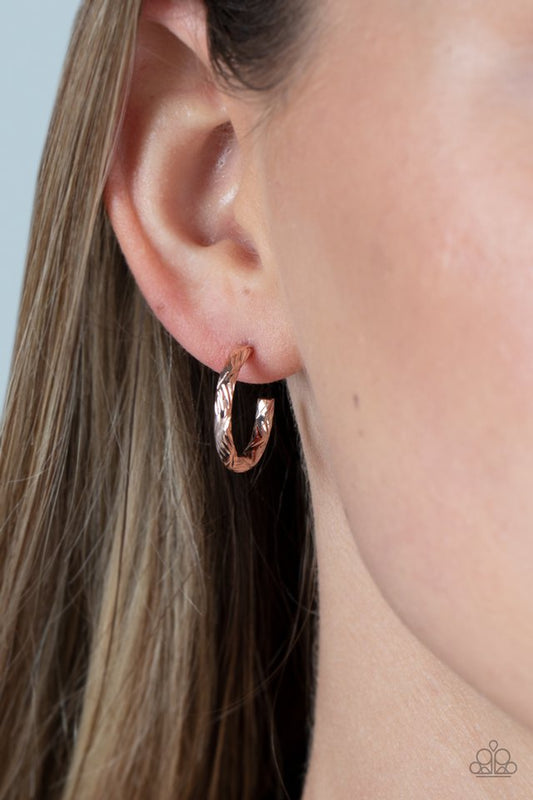 Triumphantly Textured - Rose Gold - Paparazzi Earring Image