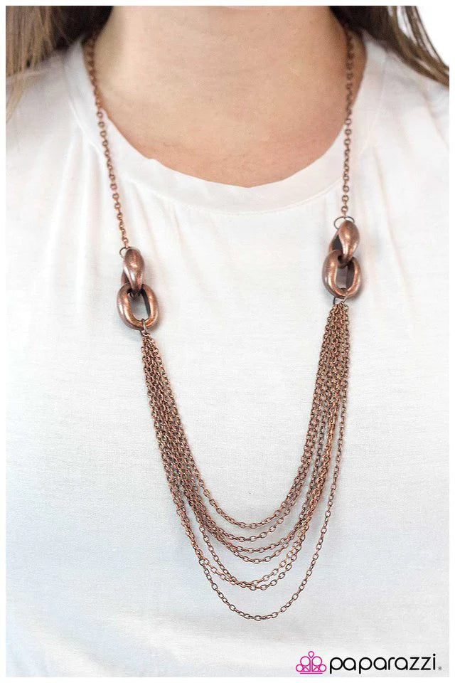 Paparazzi Necklace ~ Daringly Debonair - Copper