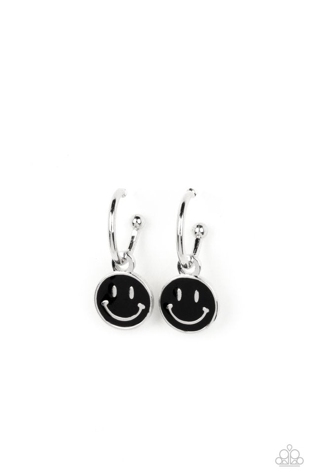 Subtle Smile - Black - Paparazzi Earring Image