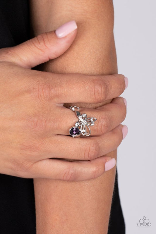 Flawless Flutter - Purple - Paparazzi Ring Image