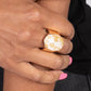 Gold Leaf Glam - White - Paparazzi Ring Image