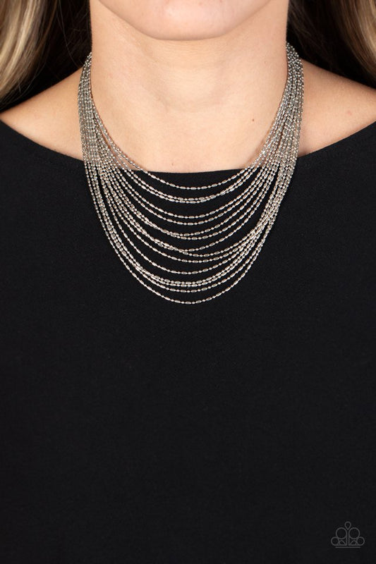 Cascading Chains - Silver - Paparazzi Necklace Image