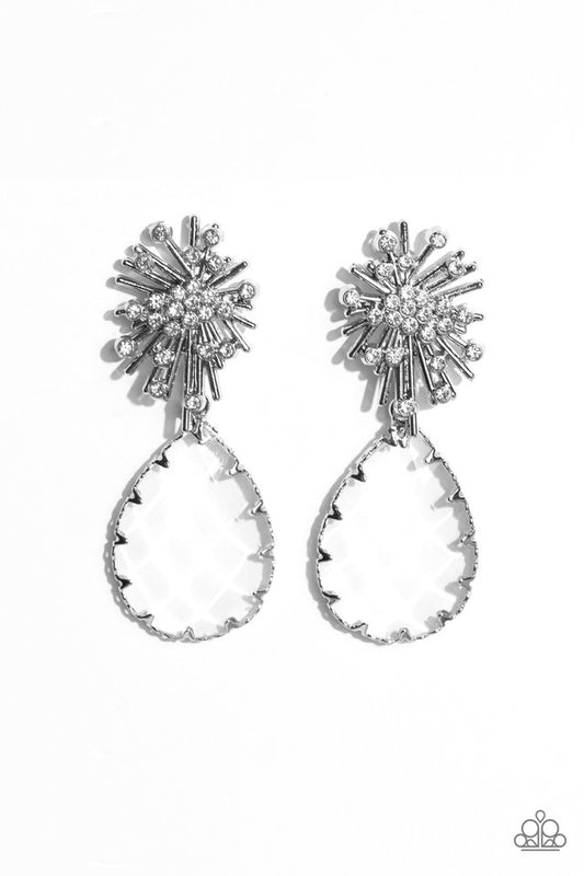 Stellar Shooting Star - White - Paparazzi Earring Image