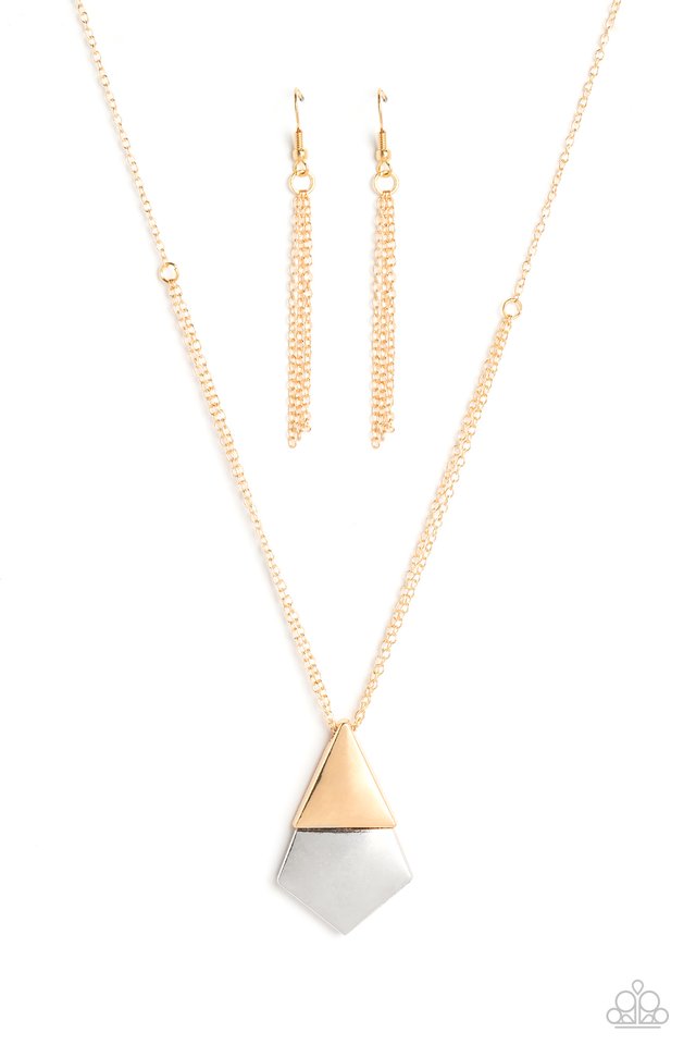 Posh Pyramid - Gold - Paparazzi Necklace Image