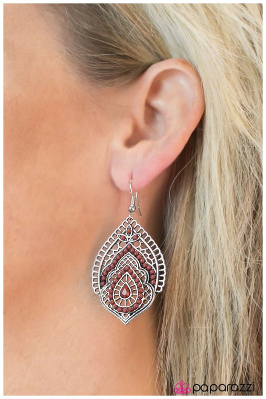 Paparazzi Earring ~ Persian Gardens - Red