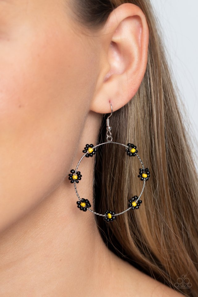 Dainty Daisies - Black - Paparazzi Earring Image