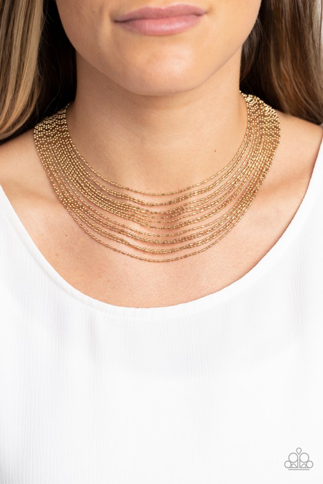 Cascading Chains - Gold - Paparazzi Necklace Image