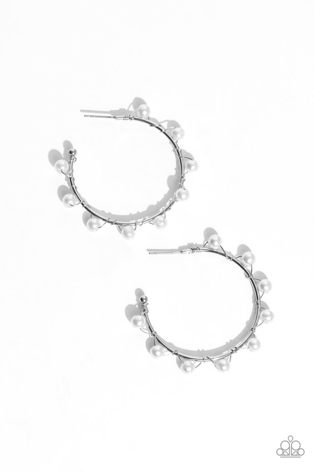 Night at the Gala - White - Paparazzi Earring Image