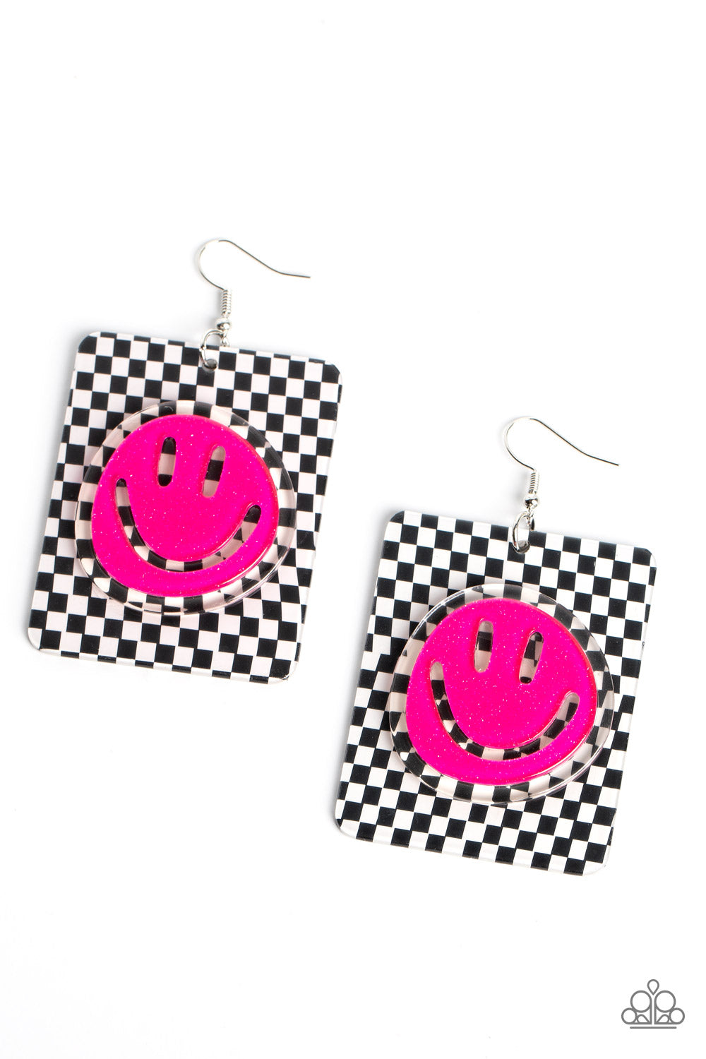 Pendiente Paparazzi ~ Cheeky Checkerboard - Rosa