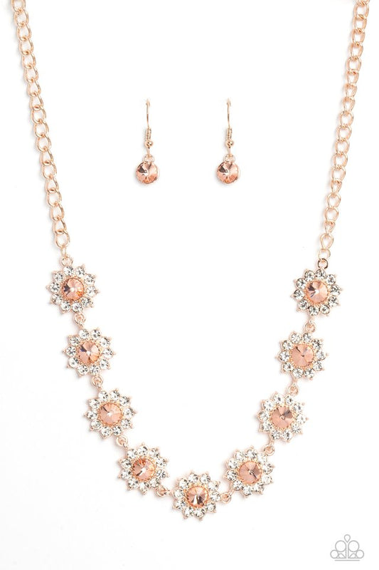 Blooming Brilliance - Rose Gold - Paparazzi Necklace Image
