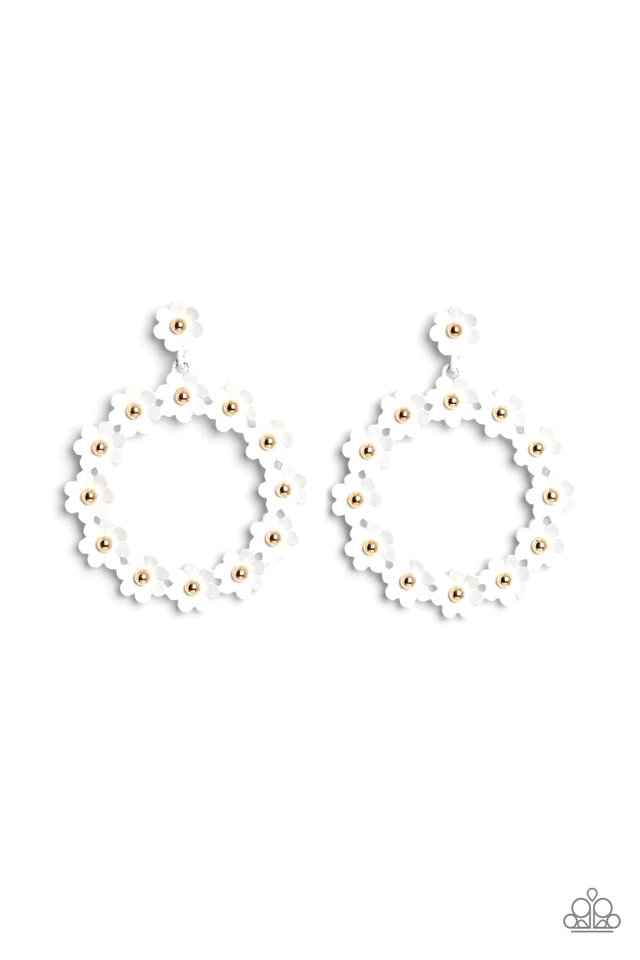 Daisy Meadows - White - Paparazzi Earring Image