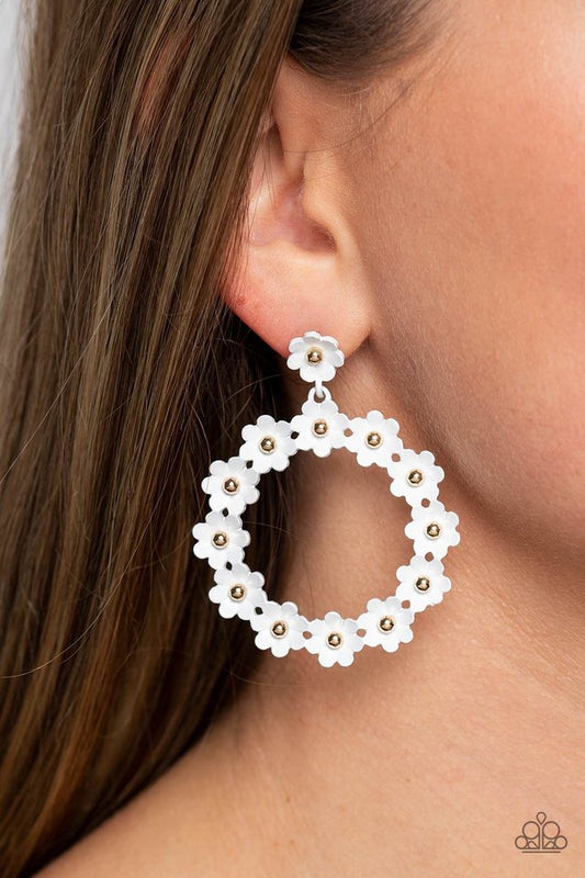 Daisy Meadows - White - Paparazzi Earring Image