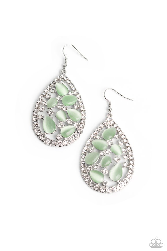 Cats Eye Class - Green - Paparazzi Earring Image