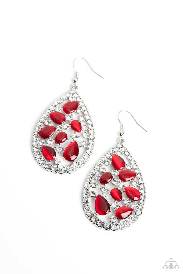 Cats Eye Class - Red - Paparazzi Earring Image