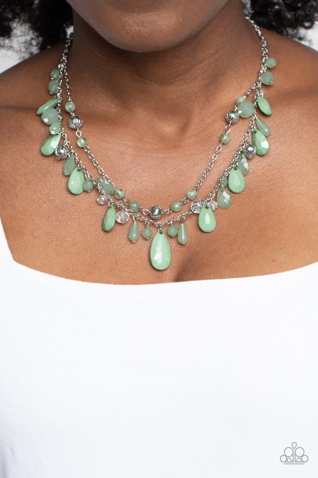 Flirty Flood - Green - Paparazzi Necklace Image