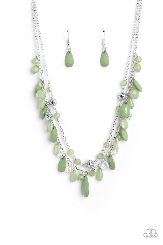 Flirty Flood - Green - Paparazzi Necklace Image