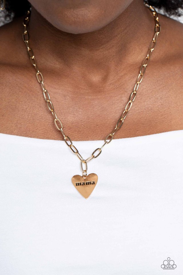 Mama Cant Buy You Love - Gold - Paparazzi Necklace Image