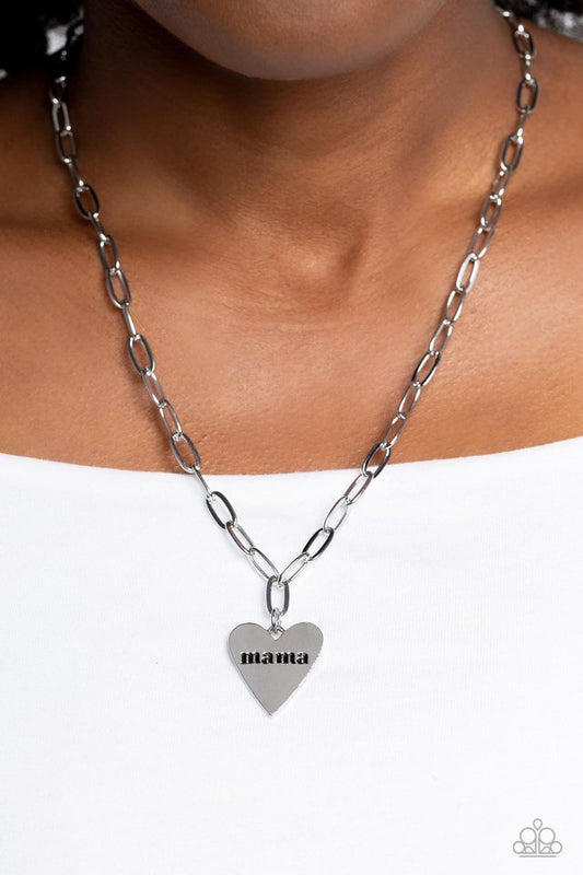 Mama Cant Buy You Love - Silver - Paparazzi Necklace Image
