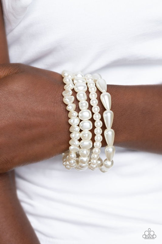 Gossip PEARL - White - Paparazzi Bracelet Image