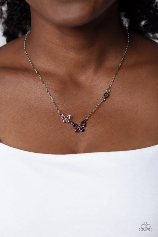 Cant BUTTERFLY Me Love - Purple - Paparazzi Necklace Image