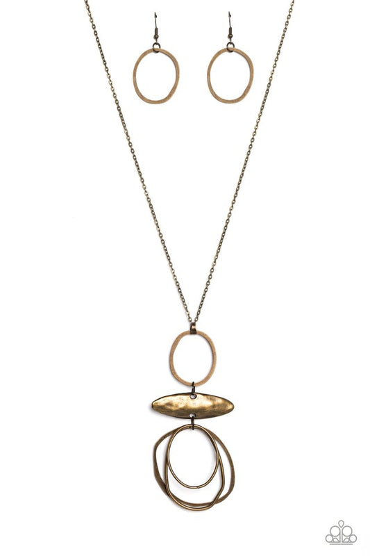 Oblong Obligato - Brass - Paparazzi Necklace Image