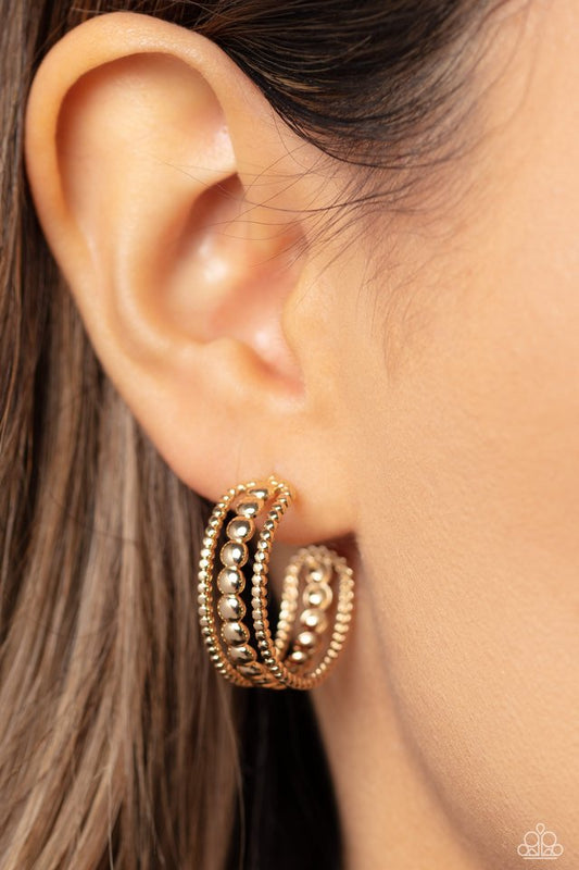 Dotted Darling - Gold - Paparazzi Earring Image
