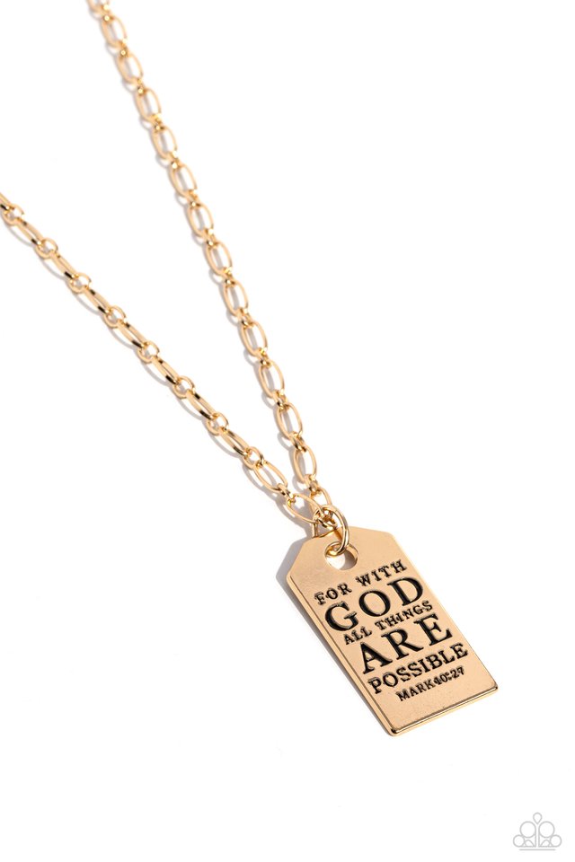 Possible Pendant - Gold - Paparazzi Necklace Image