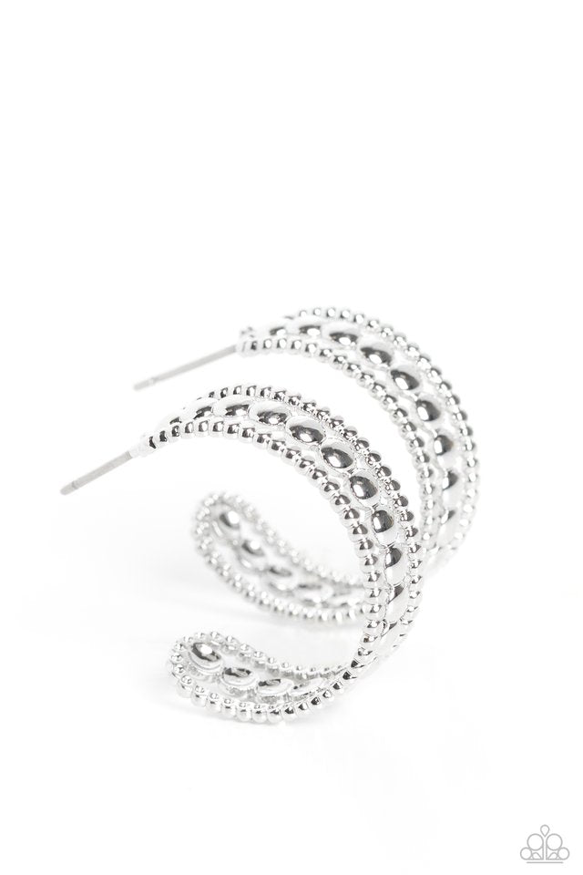 Dotted Darling - Silver - Paparazzi Earring Image