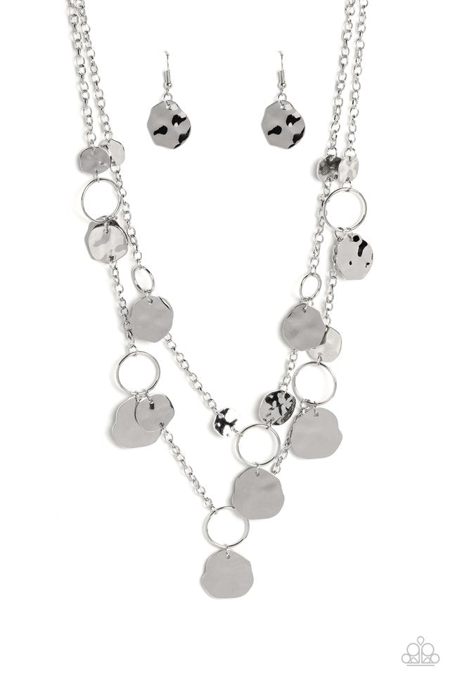 Hammered Horizons - Silver - Paparazzi Necklace Image