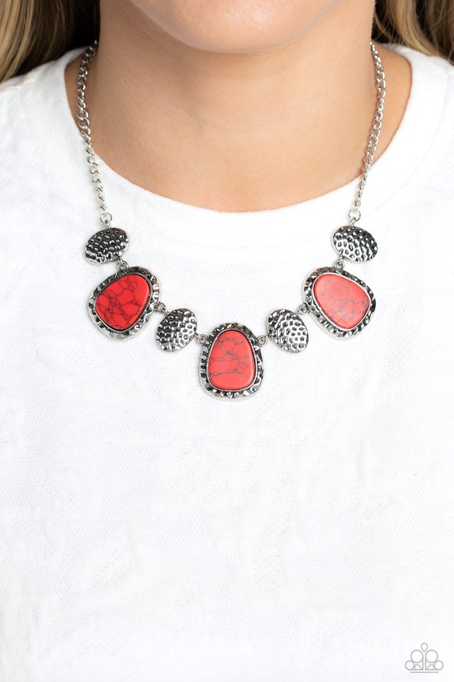 Badlands Border - Red - Paparazzi Necklace Image