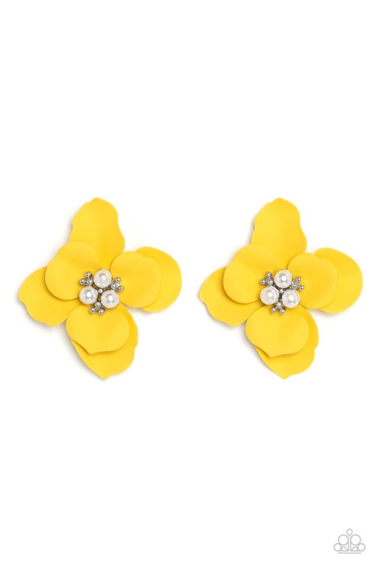 Jovial Jasmine - Yellow - Paparazzi Earring Image