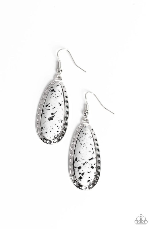 TEARDROP-Dead Dynasty - White - Paparazzi Earring Image