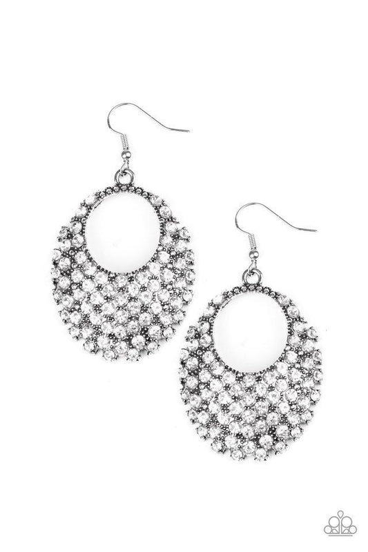 Paparazzi Earring ~ Fierce Flash - White