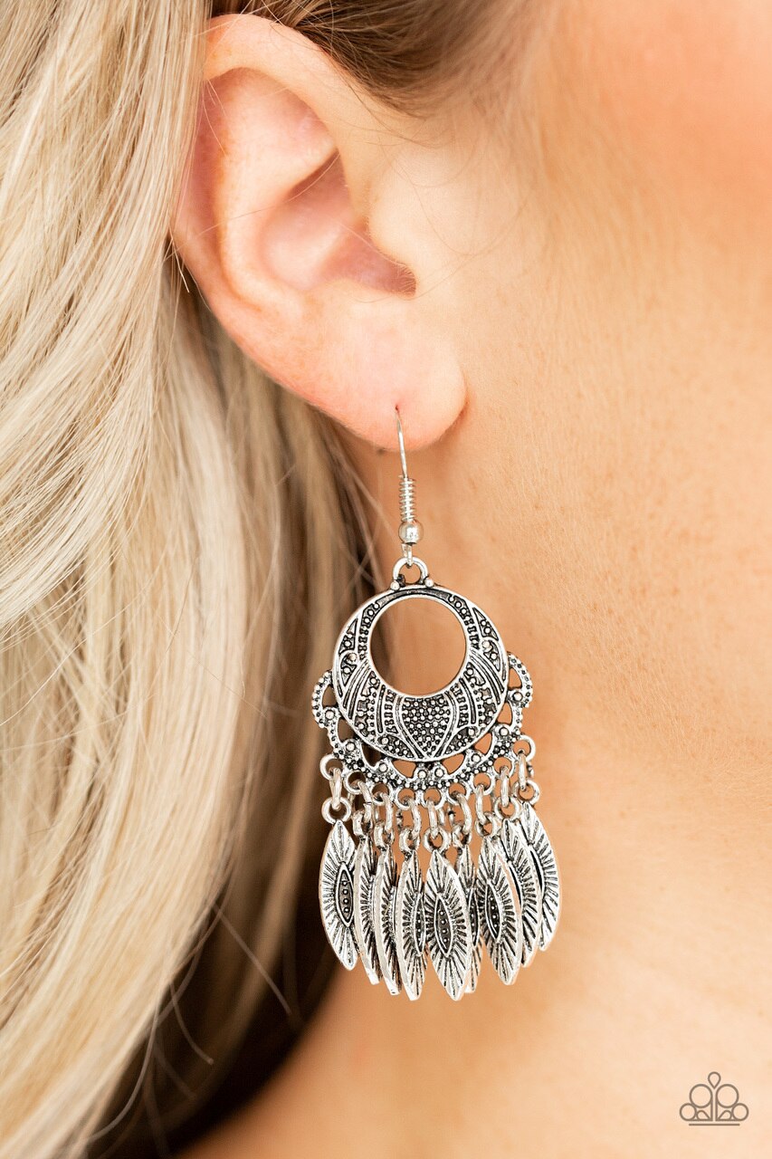 Paparazzi Earring ~ Country Chimes - Silver