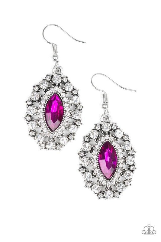 Paparazzi Earring ~ Long May She Reign - Pink